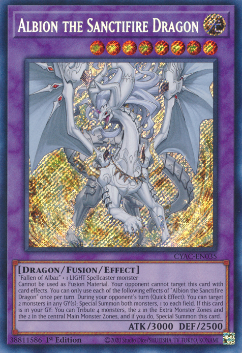 Albion the Sanctifire Dragon [CYAC-EN035] Secret Rare | Exor Games Bridgewater