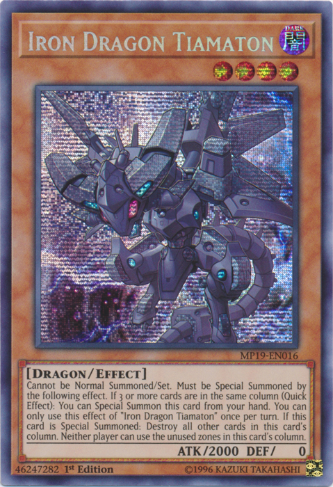 Iron Dragon Tiamaton [MP19-EN016] Prismatic Secret Rare | Exor Games Bridgewater