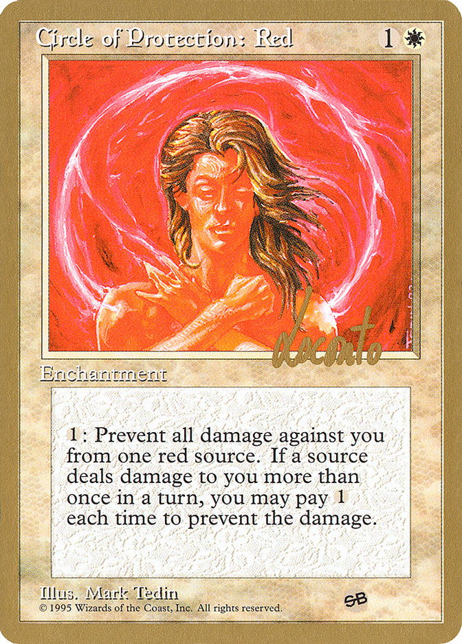 Circle of Protection: Red (Michael Loconto) (SB) (4ED) [Pro Tour Collector Set] | Exor Games Bridgewater