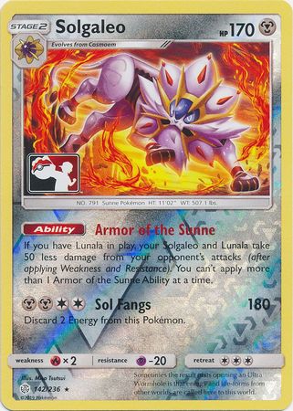 Solgaleo (142/236) (Pokemon Club Special Print) [Sun & Moon: Cosmic Eclipse] | Exor Games Bridgewater