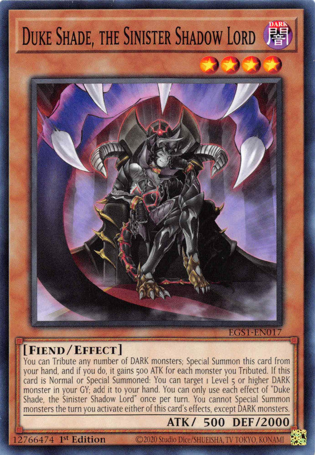 Duke Shade, the Sinister Shadow Lord [EGS1-EN017] Common | Exor Games Bridgewater