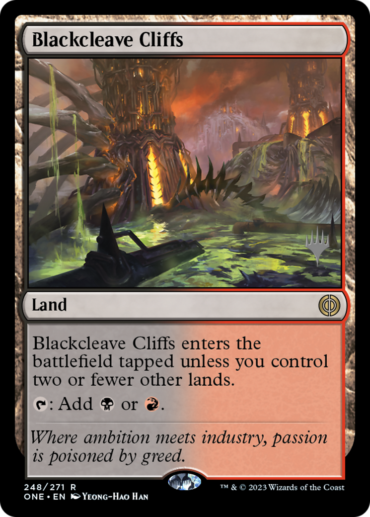 Blackcleave Cliffs (Promo Pack) [Phyrexia: All Will Be One Promos] | Exor Games Bridgewater