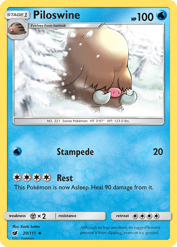 Piloswine (20/111) [Sun & Moon: Crimson Invasion] | Exor Games Bridgewater