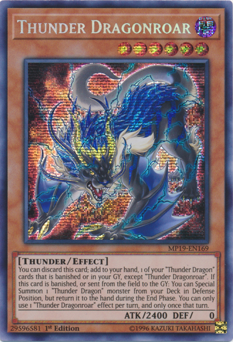 Thunder Dragonroar [MP19-EN169] Prismatic Secret Rare | Exor Games Bridgewater