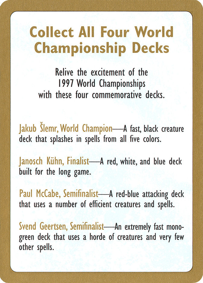 1997 World Championships Ad [World Championship Decks 1997] | Exor Games Bridgewater