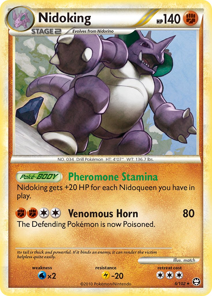 Nidoking (6/102) (Cracked Ice Holo) (Theme Deck Exclusive) [HeartGold & SoulSilver: Triumphant] | Exor Games Bridgewater