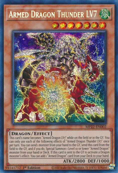 Armed Dragon Thunder LV7 [MP22-EN002] Prismatic Secret Rare | Exor Games Bridgewater