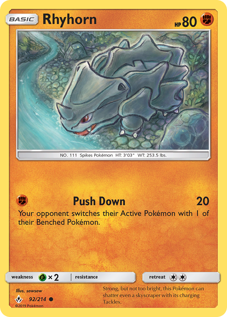 Rhyhorn (92/214) [Sun & Moon: Unbroken Bonds] | Exor Games Bridgewater