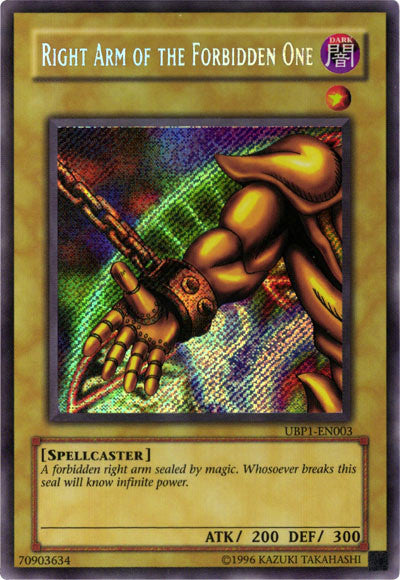 Right Arm of the Forbidden One [UBP1-EN003] Secret Rare | Exor Games Bridgewater