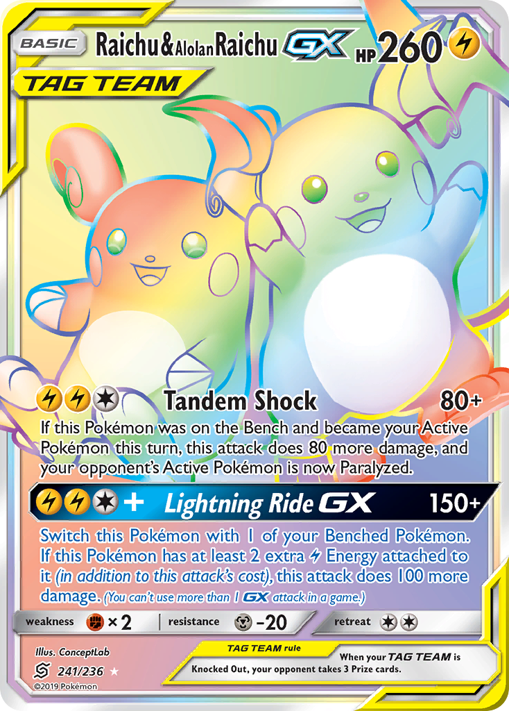 Raichu & Alolan Raichu GX (241/236) [Sun & Moon: Unified Minds] | Exor Games Bridgewater