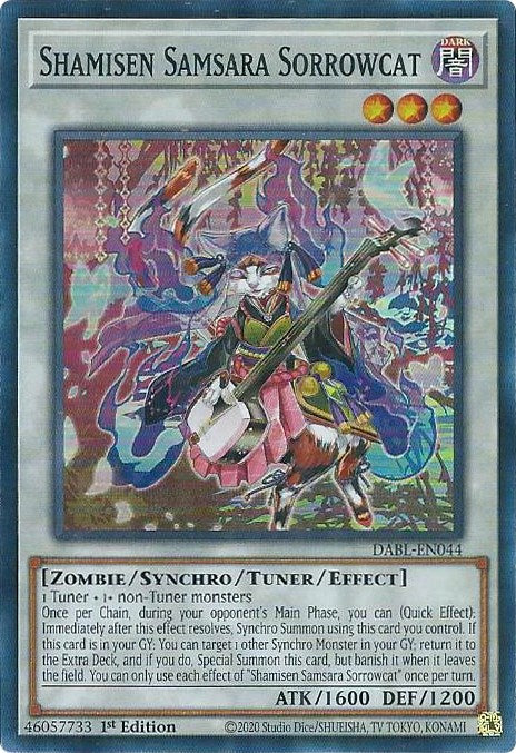 Shamisen Samsara Sorrowcat [DABL-EN044] Super Rare | Exor Games Bridgewater