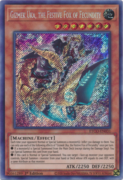 Gizmek Uka, the Festive Fox of Fecundity [ETCO-EN031] Secret Rare | Exor Games Bridgewater