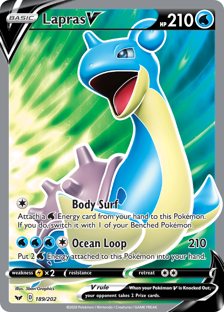 Lapras V (189/202) [Sword & Shield: Base Set] | Exor Games Bridgewater