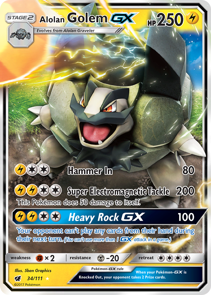 Alolan Golem GX (34/111) [Sun & Moon: Crimson Invasion] | Exor Games Bridgewater