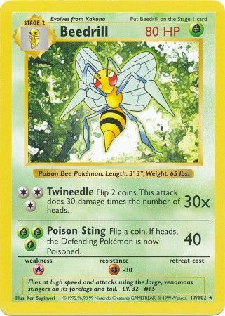 Beedrill (17/102) [Base Set Shadowless Unlimited] | Exor Games Bridgewater