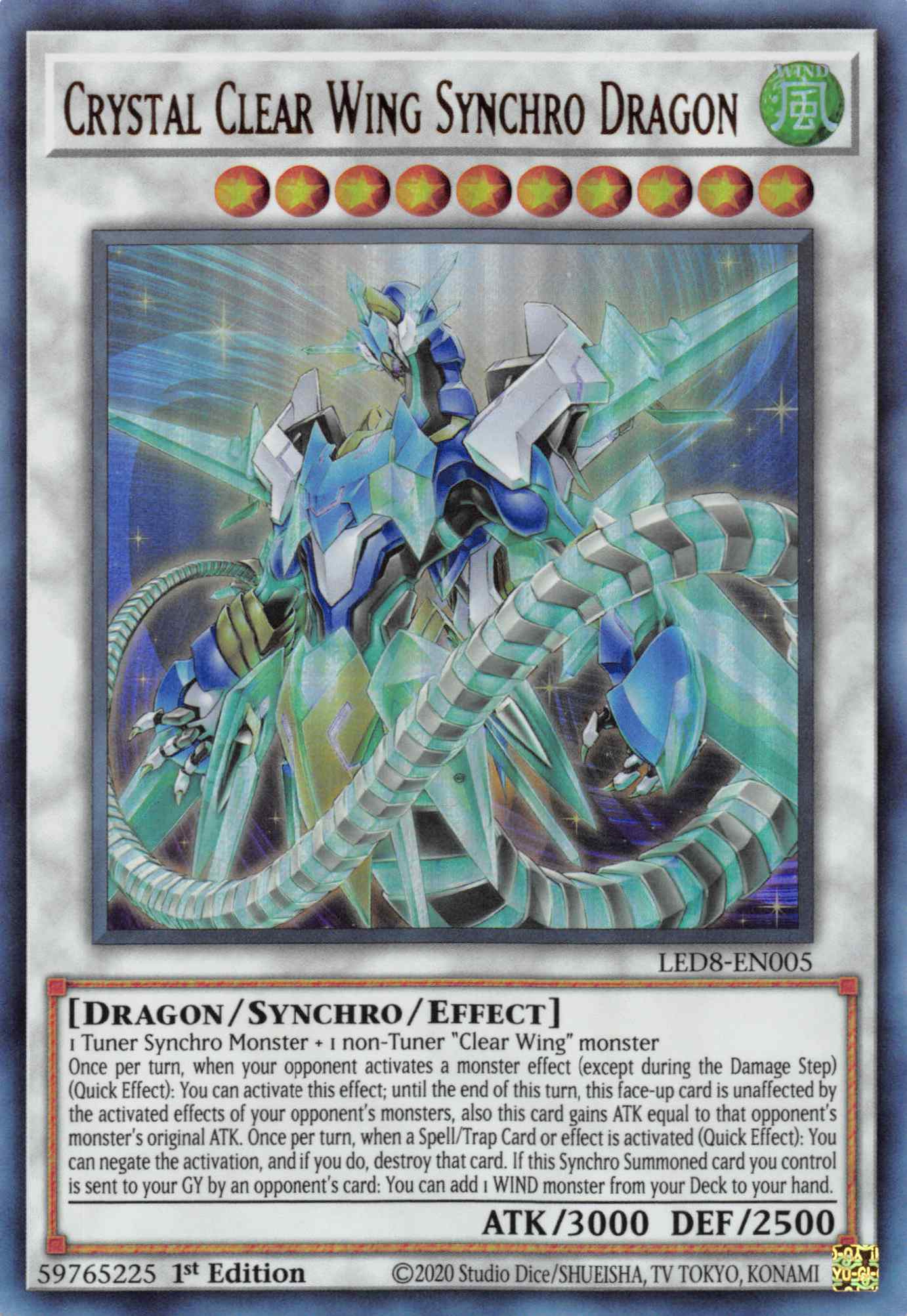 Crystal Clear Wing Synchro Dragon [LED8-EN005] Ultra Rare | Exor Games Bridgewater