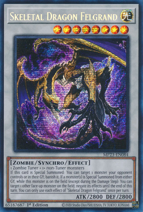 Skeletal Dragon Felgrand [MP23-EN084] Prismatic Secret Rare | Exor Games Bridgewater