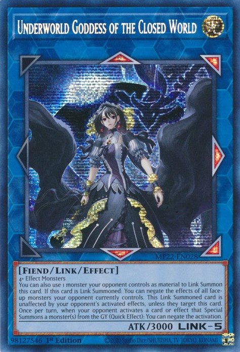 Underworld Goddess of the Closed World [MP22-EN028] Prismatic Secret Rare | Exor Games Bridgewater