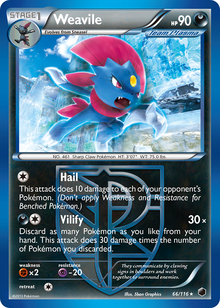 Weavile (66/116) [Black & White: Plasma Freeze] | Exor Games Bridgewater