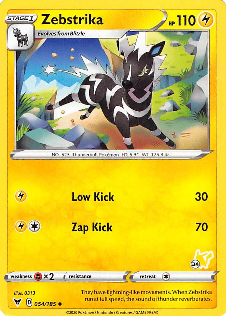 Zebstrika (054/185) (Pikachu Stamp #34) [Battle Academy 2022] | Exor Games Bridgewater