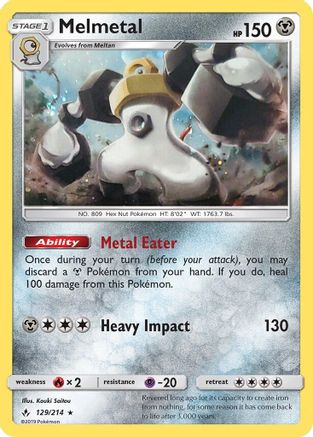 Melmetal (129/214) (Cosmos Holo) [Sun & Moon: Unbroken Bonds] | Exor Games Bridgewater