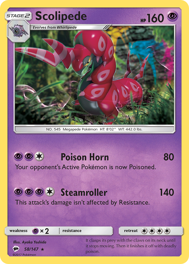 Scolipede (58/147) [Sun & Moon: Burning Shadows] | Exor Games Bridgewater