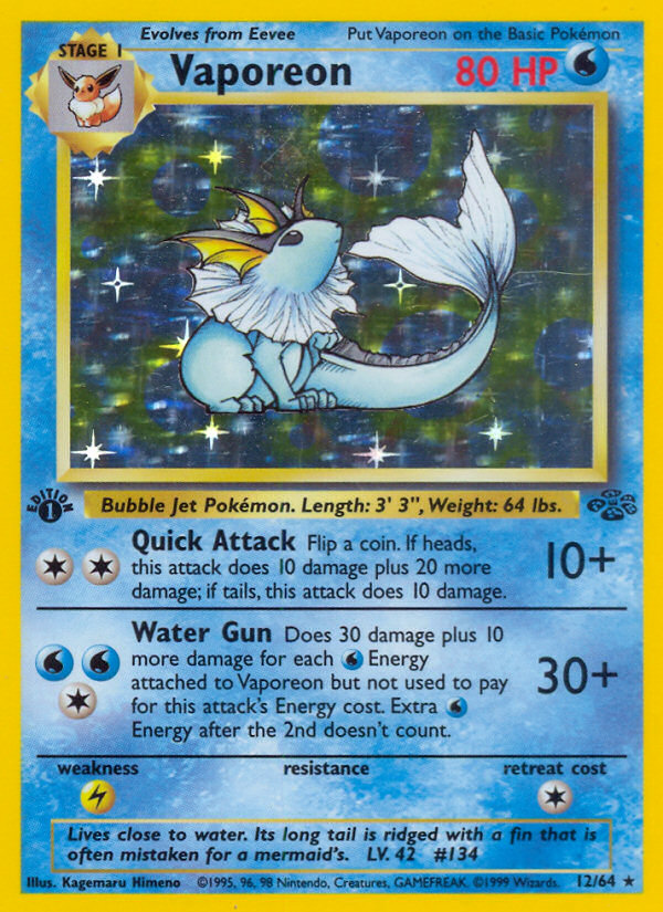 Vaporeon (12/64) [Jungle 1st Edition] | Exor Games Bridgewater