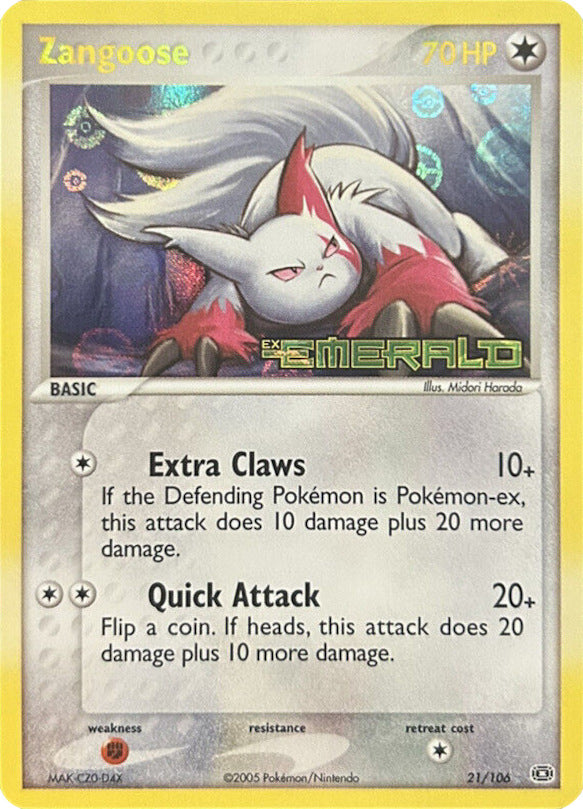 Zangoose (21/106) (Stamped) [EX: Emerald] | Exor Games Bridgewater