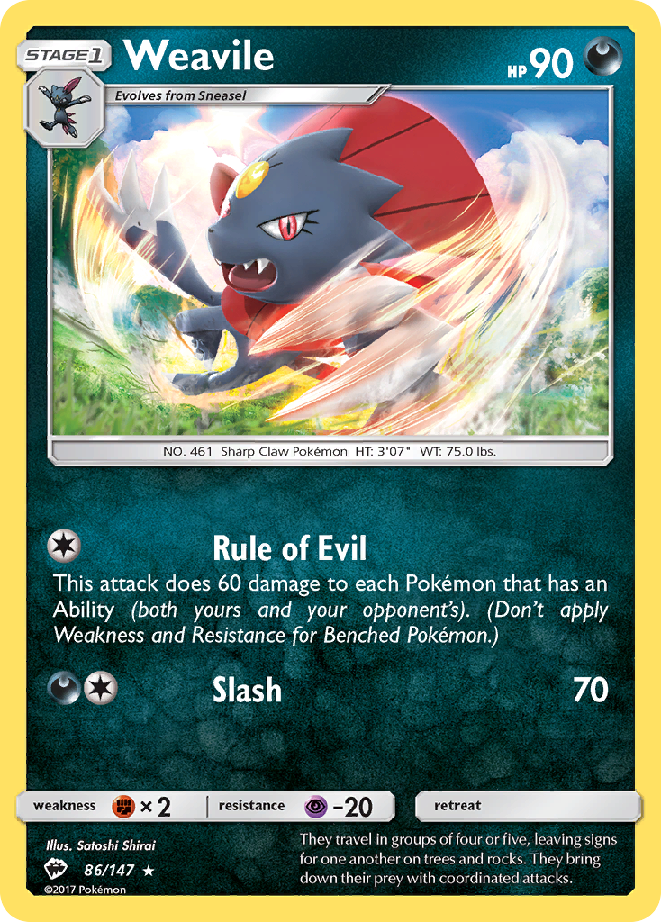 Weavile (86/147) [Sun & Moon: Burning Shadows] | Exor Games Bridgewater