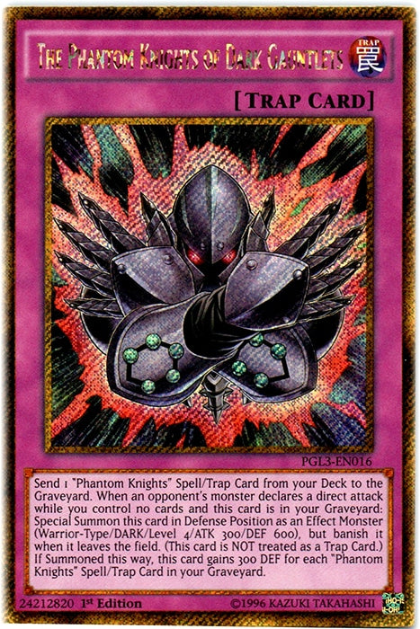 The Phantom Knights of Dark Gauntlets [PGL3-EN016] Gold Secret Rare | Exor Games Bridgewater