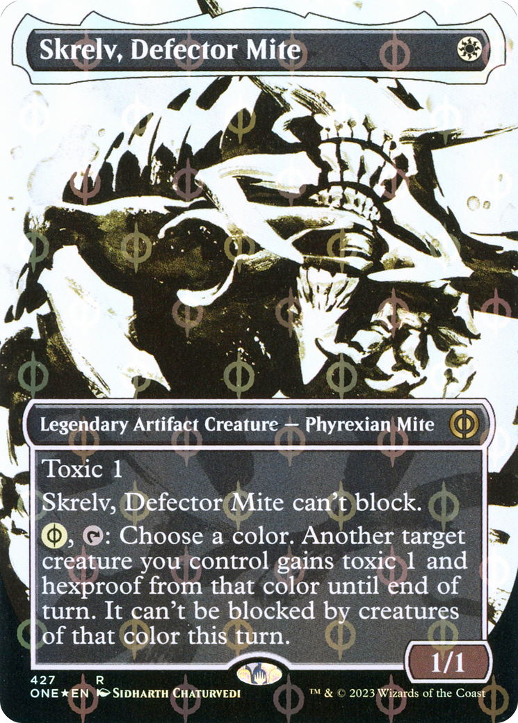 Skrelv, Defector Mite (Borderless Ichor Step-and-Compleat Foil) [Phyrexia: All Will Be One] | Exor Games Bridgewater