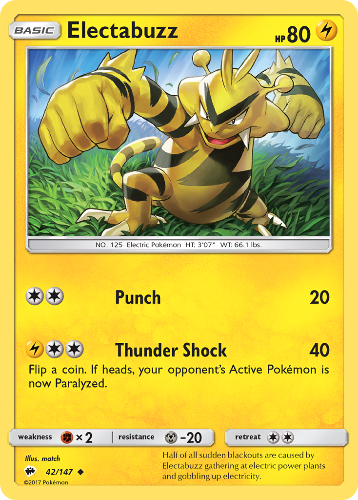 Electabuzz (42/147) [Sun & Moon: Burning Shadows] | Exor Games Bridgewater