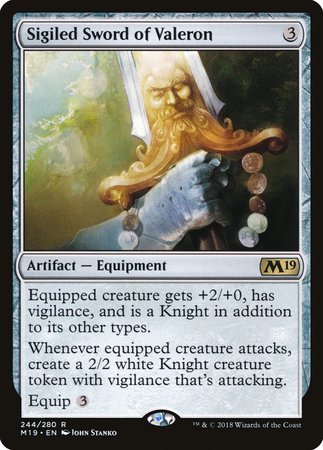 Sigiled Sword of Valeron [Core Set 2019] | Exor Games Bridgewater