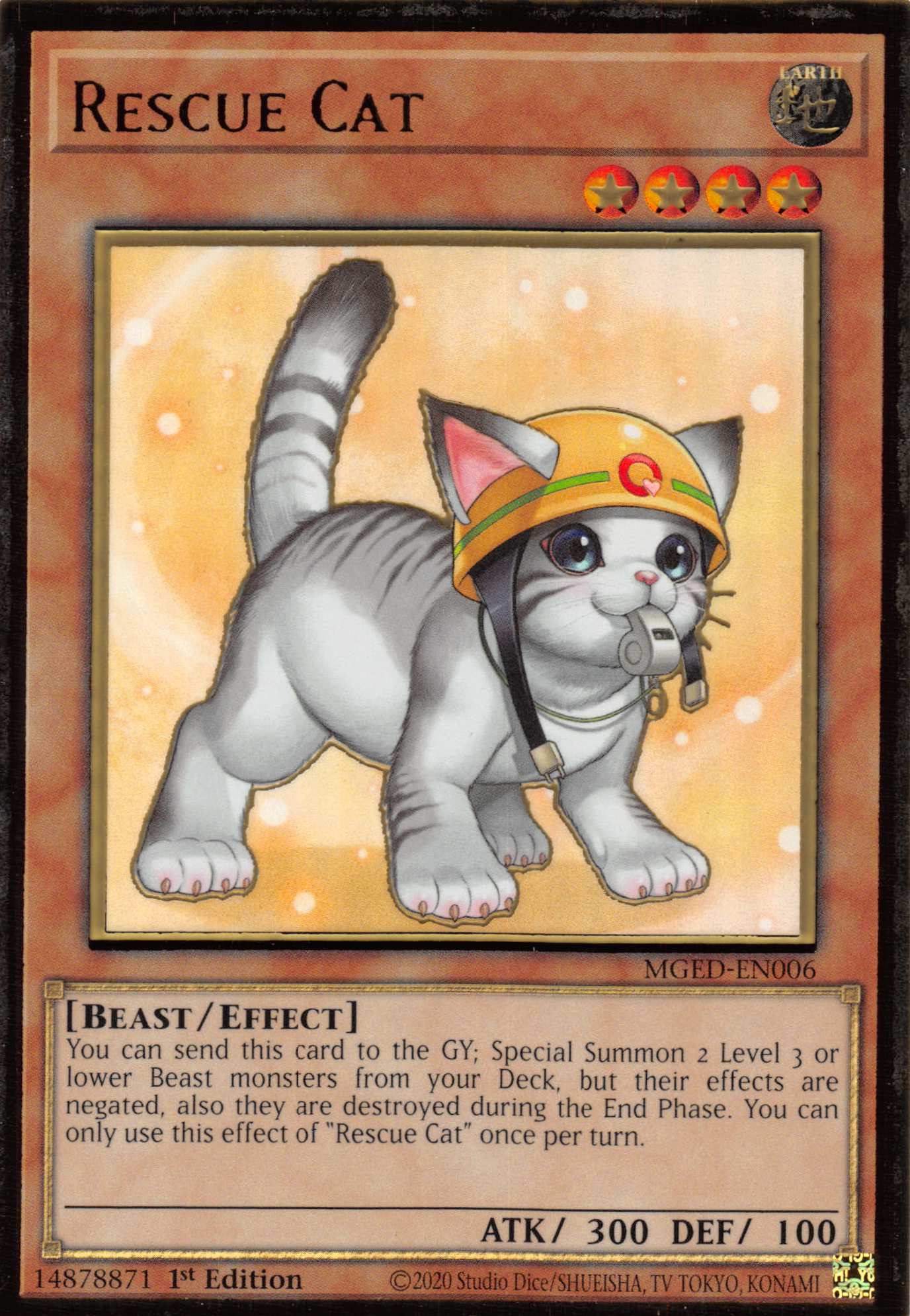 Rescue Cat (Alternate Art) [MGED-EN006] Gold Rare | Exor Games Bridgewater