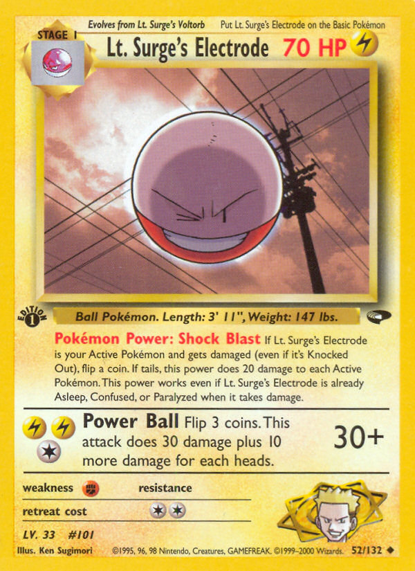 Lt. Surge's Electrode (52/132) [Gym Challenge 1st Edition] | Exor Games Bridgewater