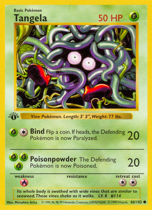 Tangela (66/102) (Shadowless) [Base Set 1st Edition] | Exor Games Bridgewater