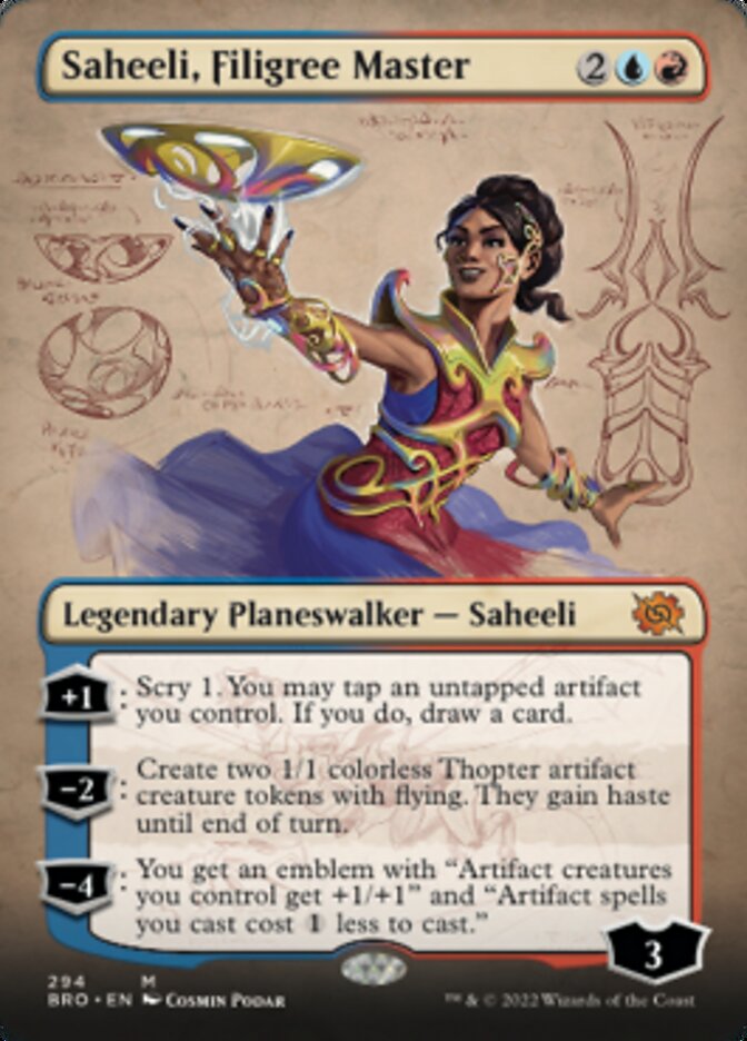 Saheeli, Filigree Master (Borderless Alternate Art) [The Brothers' War] | Exor Games Bridgewater