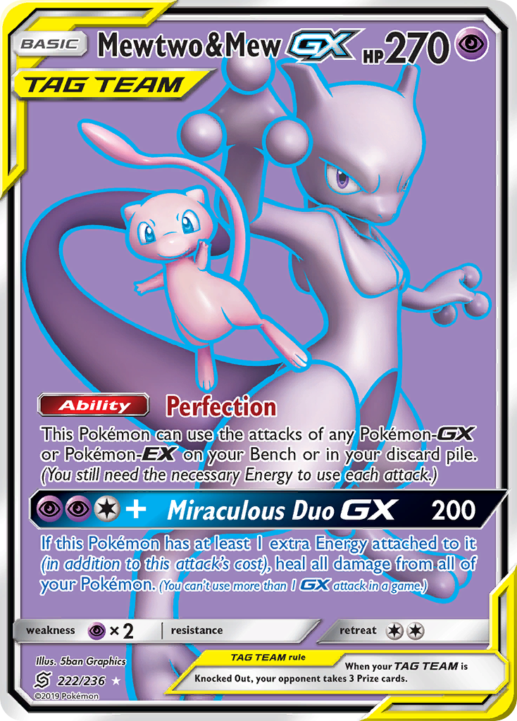 Mewtwo & Mew GX (222/236) [Sun & Moon: Unified Minds] | Exor Games Bridgewater