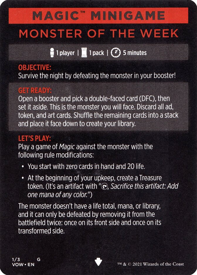 Monster of The Week (Magic Minigame) [Innistrad: Crimson Vow Minigame] | Exor Games Bridgewater