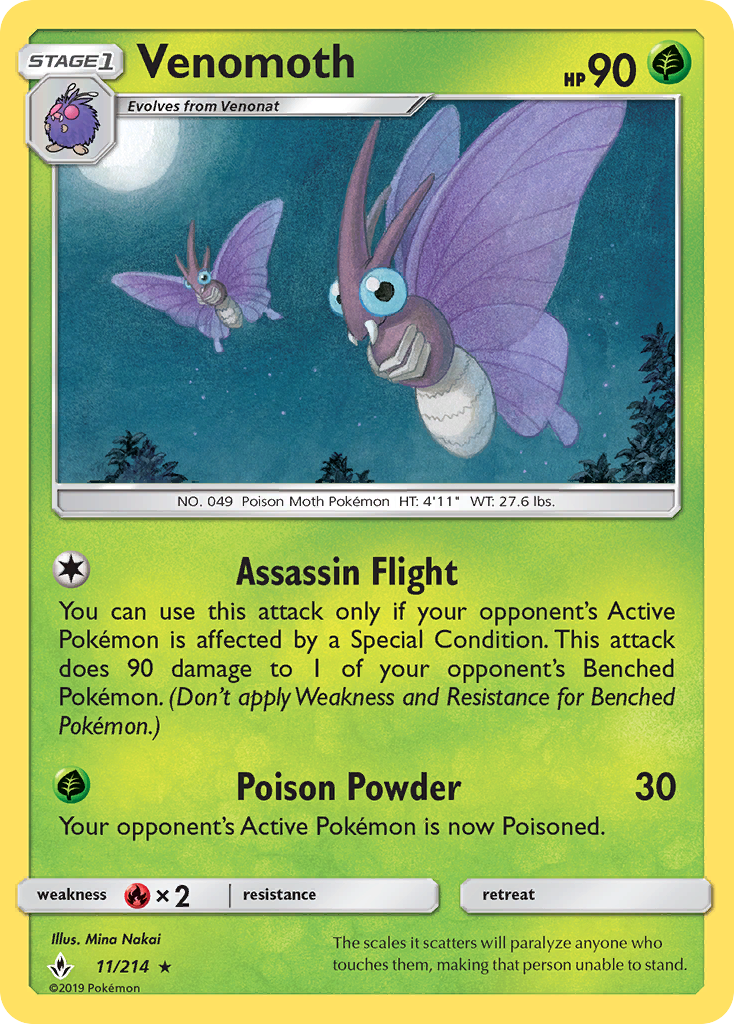 Venomoth (11/214) [Sun & Moon: Unbroken Bonds] | Exor Games Bridgewater