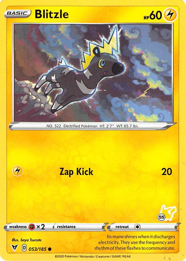 Blitzle (053/185) (Pikachu Stamp #55) [Battle Academy 2022] | Exor Games Bridgewater