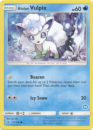 Alolan Vulpix (21/145) (Deck Exclusive #14) [Sun & Moon: Trainer Kit - Alolan Ninetales] | Exor Games Bridgewater