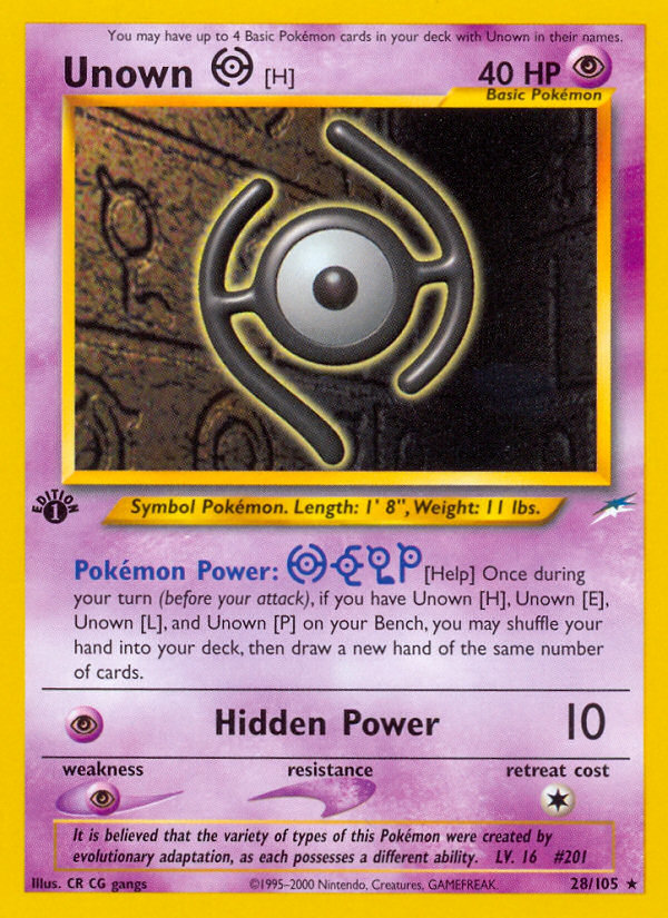 Unown [H] (28/105) [Neo Destiny 1st Edition] | Exor Games Bridgewater