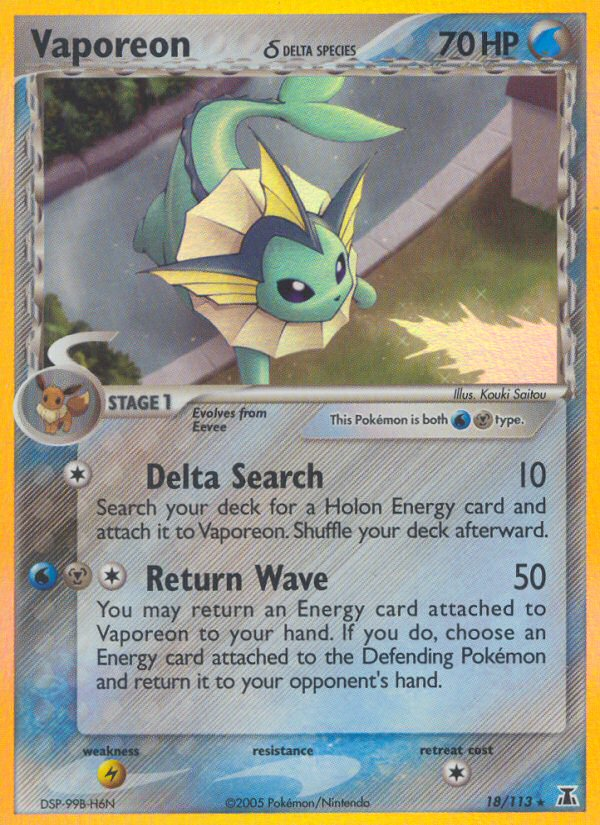 Vaporeon (18/113) (Delta Species) [EX: Delta Species] | Exor Games Bridgewater