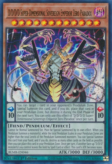 D/D/D/D Super-Dimensional Sovereign Emperor Zero Paradox [BLMR-EN046] Ultra Rare | Exor Games Bridgewater