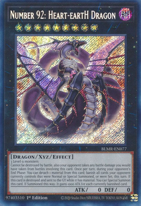 Number 92: Heart-eartH Dragon [BLMR-EN077] Secret Rare | Exor Games Bridgewater