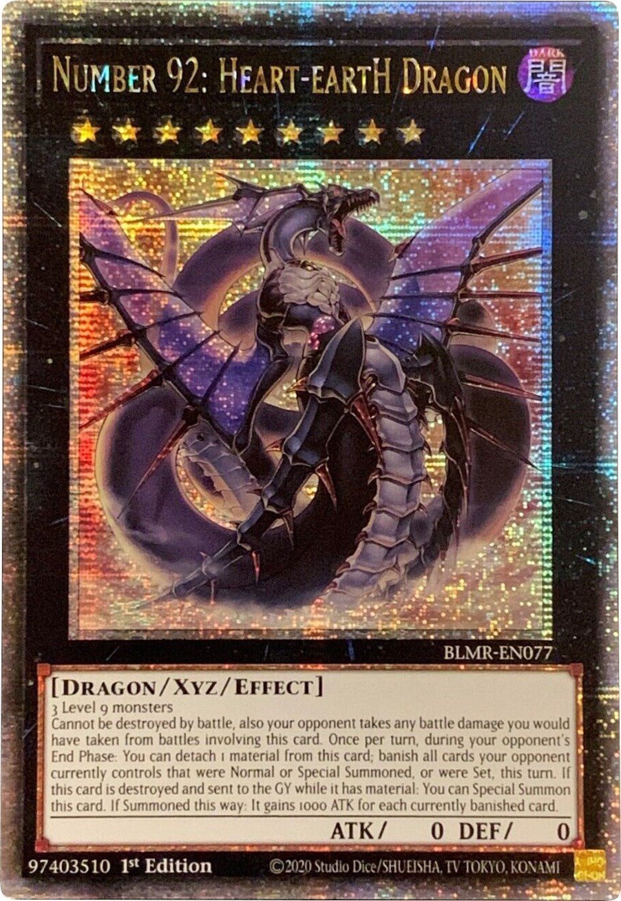 Number 92: Heart-eartH Dragon [BLMR-EN077] Quarter Century Secret Rare | Exor Games Bridgewater