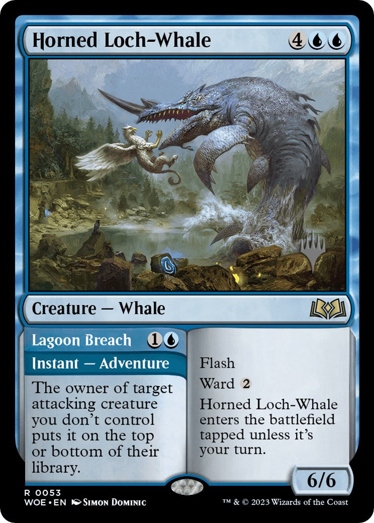 Horned Loch-Whale // Lagoon Breach (Promo Pack) [Wilds of Eldraine Promos] | Exor Games Bridgewater