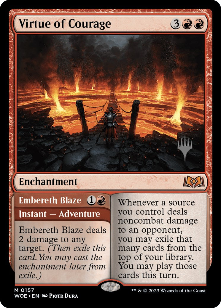 Virtue of Courage //Embereth Blaze (Promo Pack) [Wilds of Eldraine Promos] | Exor Games Bridgewater