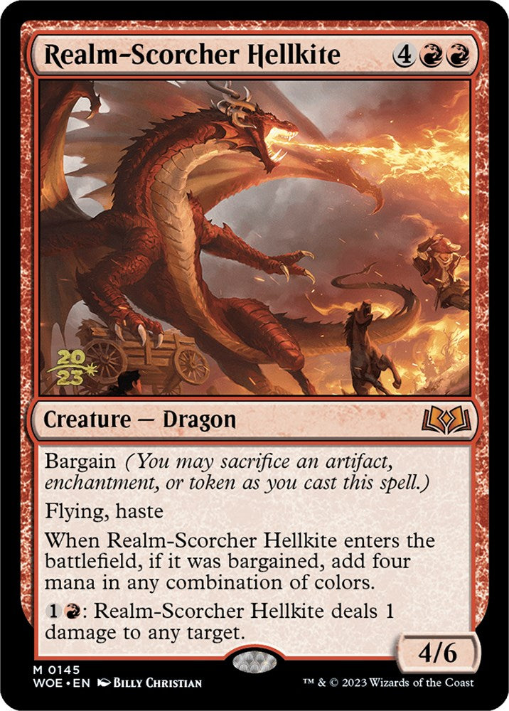 Realm-Scorcher Hellkite [Wilds of Eldraine Prerelease Promos] | Exor Games Bridgewater